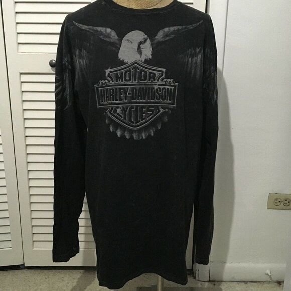 Harley Davidson Long Sleeve T Shirt Eagle BIG Graphic Wing Span USA Size 2XL - Picture 2 of 7